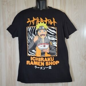 Naruto Men’s Ramen Shop Black Tee Sz Lg